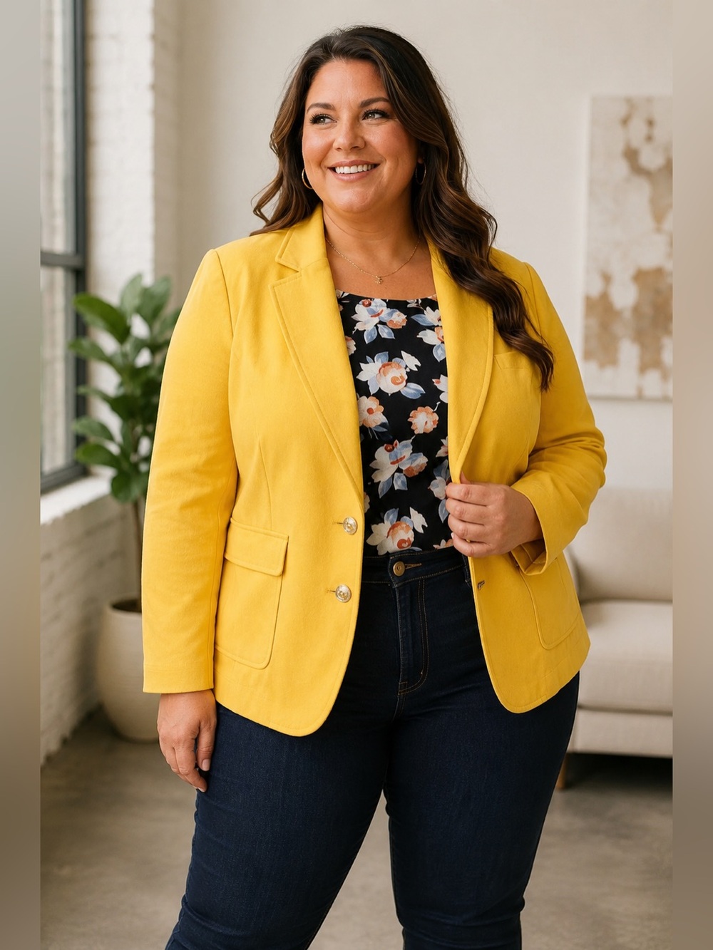 Eloquii yellow blazer size 24 petite